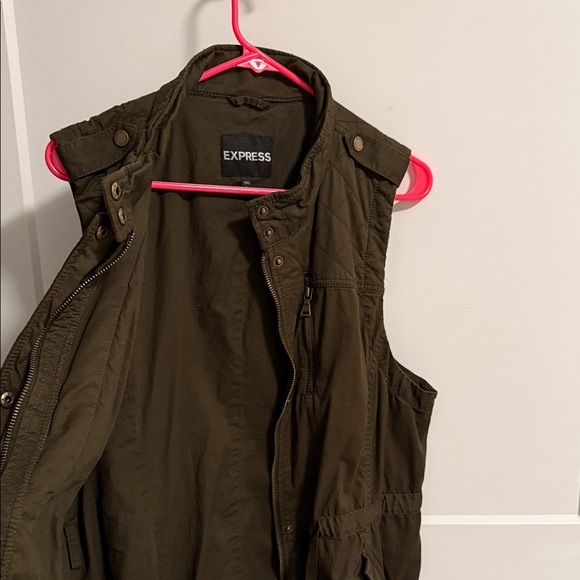 Express Women's Dark Olive Vest - Picture 7 of 10